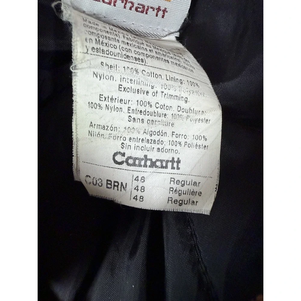 VTG Carhartt C03 BRN Arctic Jacket Mens 48 Reg Canvas Chore Barn DISTRESSED Work